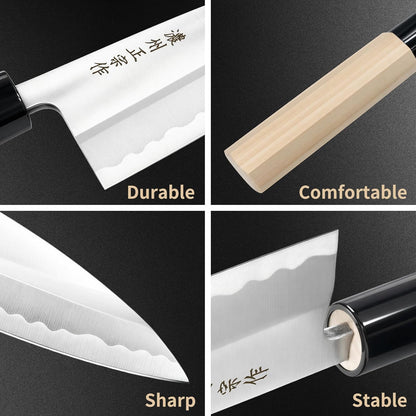 6.7 Inch Santoku Knife, Made in Japan, High Carbon Molybdenum Stainless Steel Japanese Chef Knife with Sakura Handle, Kitchen Knife for Slicing Meat, Vegetable & Fruit