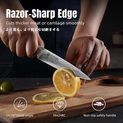 YOTSUBA 3 PCS Japanese Kitchen Knife Set, Razor Sharp High Carbon Stainless Steel Chef Knives with Ergonomic Natural Rosewood Handle, Premium Gift Box for Home & Restaurant Use