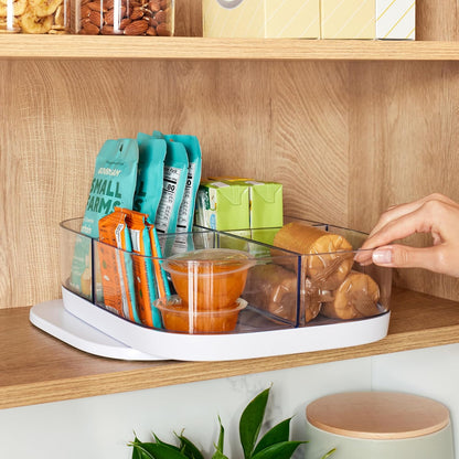 YouCopia MagicTrack Rectangle Lazy Susan Turntable: Kitchen & Bathroom Pantry, Cabinet & Countertop Storage Organizer with 360° Spin, Non-Slip, White Speckled BPA-Free