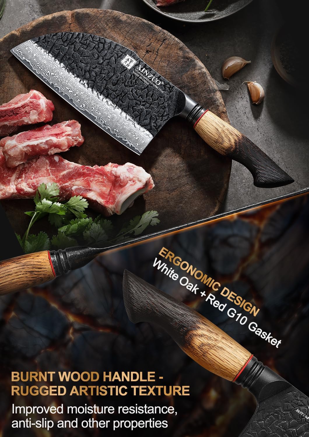 XINZUO 5.6 inch Paring Petty Knife,High Carbon 67 Layers Damascus Steel Fruit and Vegetable Small Kitchen Utility Knife,Burnt Wood Handle
