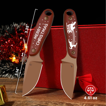 Kizer Hare Fixed Blade Knife with Sheath, 3.14" D2 Steel Blade EDC Hunting Knife with Burlap Micarta and Black G10 Handle, Small Survival Knives, Outdoor Camping Knives for Men Women 1077M3