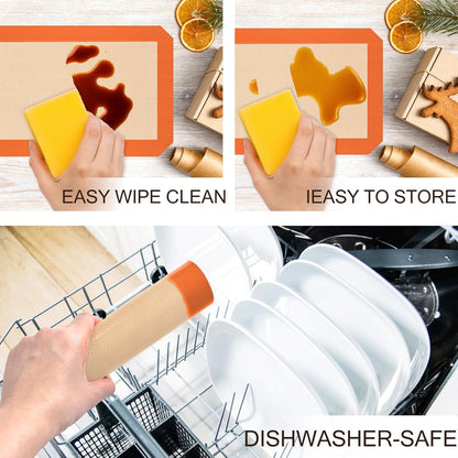 Silicone Baking Mat, 3 Pack Reusable Baking Sheet, Non-Stick ＆ Food Safe Silicone Mats for Baking for Making Cookies Macaroons Bread, Baking Supplies ＆ Accessories
