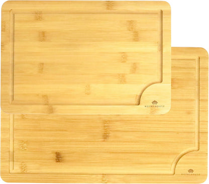 Large Cutting Board, 15x10x0.5 Bamboo Cutting Boards for Kitchen with Juice Groove and Kitchen Chopping Board for Meat Cheese board Heavy Duty Serving Tray,