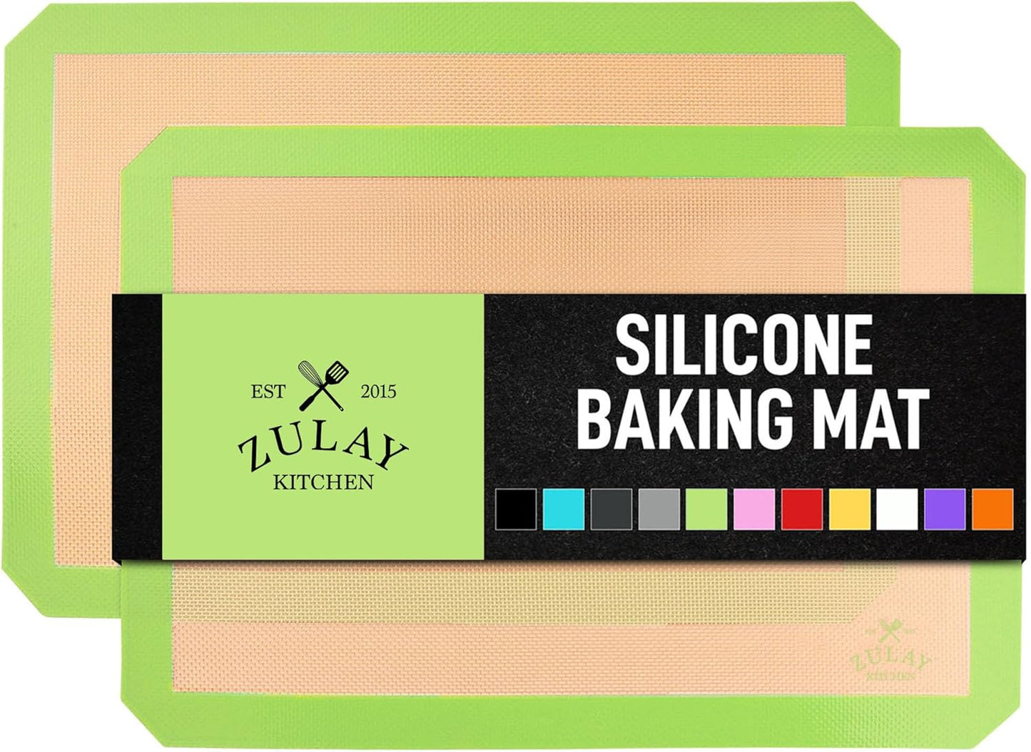 Zulay Kitchen Silicone Baking Mat Sheet Set - Reusable Baking Mat Nonstick - Half Sheet Baking Mat For Oven (Black, 1 Pack)