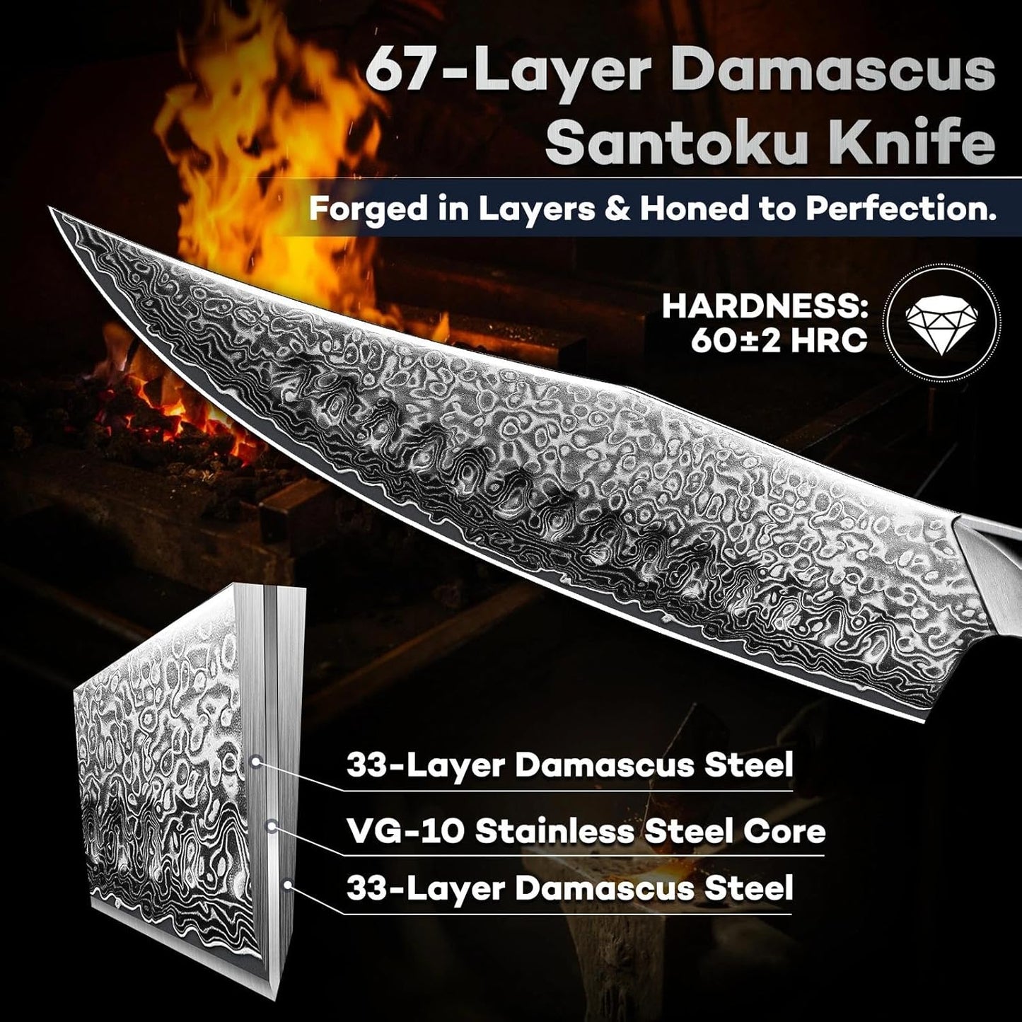 DRAGON RIOT Japanese Chef Knife Set 3Pcs, VG10 Steel Japanese Razor-Sharp Kitchen Knives Set with Gift Box