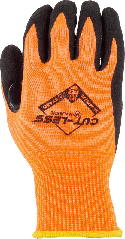 Majestic Cut-Less Korplex Glove with Sandy Nitrile Palm | 12 Pair - MED | 13 Gauge Liner, ANSI A9, Extreme Cut Resistance, Breathable, Gray/Black | for Automotive, Industrial, Manufacturing | 35-7675