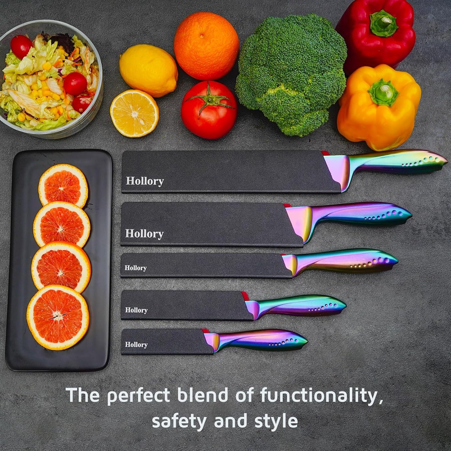Kitchen Knife Guards Set, Universal Blade Covers, Abs Plastic BPA-Free Blade Protector with Velvet Lining, Professional Kitchen Knife Storage Solution for Home Cooks, Black (2 Pcs)