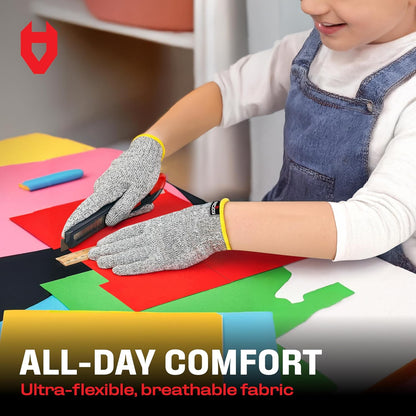 NoCry Kids Cutting Gloves, XXS (4-7 Years) — 100% Food Grade and Level 5 Protection — Comfortable and Lightweight, Yet Tough — Ambidextrous — Ideal for Fishing, Wood Carving and Whittling