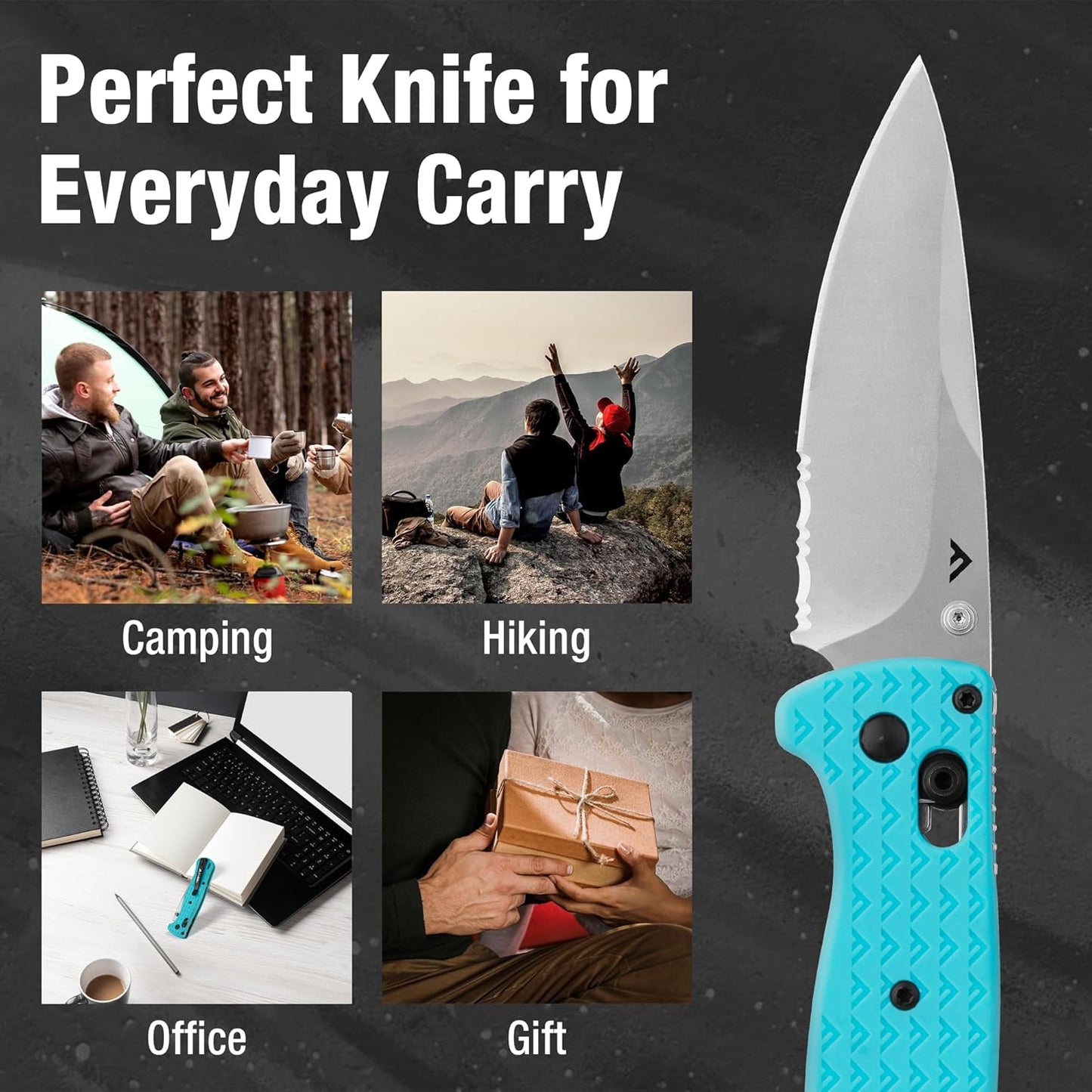 FLISSA 4.5" Folding Pocket Knife, Lightweight EDC Pocket Knife with Axis Lock, 3.2" AUS-8 Steel Blade, Sharp Camping Hiking Knife with Pocket Clip, Unique Tool Gift for Men, Dad (Green)