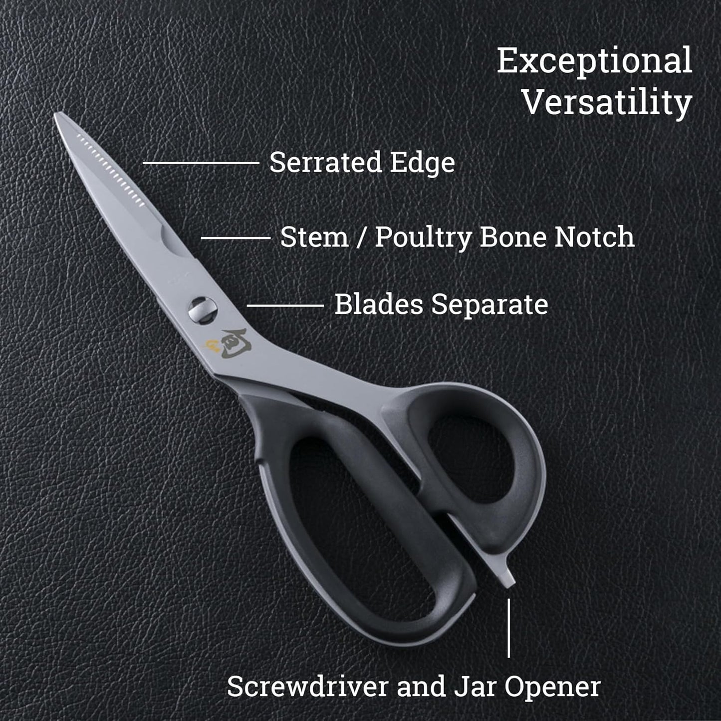 Shun 3-Piece Shear Set, Includes Multi Purpose, Kitchen and Herb Shears, Heavy Duty Cooking Scissors, Durable 420J2 Stainless Steel, Kitchen Shears Set for Professional and Home Chefs