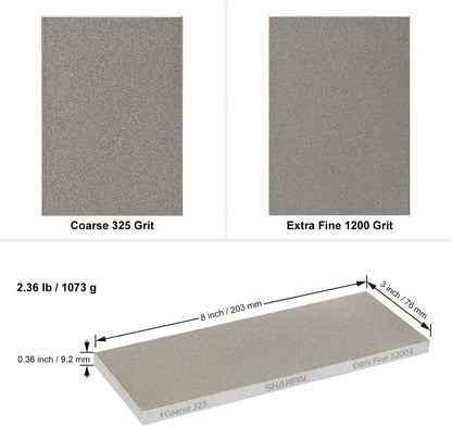 SHARPAL 162N Double-sided Diamond Sharpening Stone Whetstone Knife Sharpener |Coarse 325 / Extra Fine 1200 Grit | Storage Case with NonSlip Base & Angle Guide (8 in. x 3 in.) Fathers Day Gift