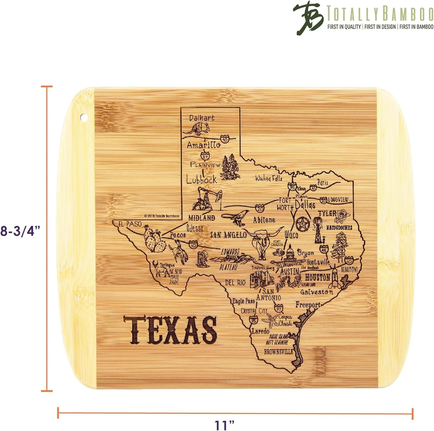 Totally Bamboo A Slice of Life New Jersey State Serving and Cutting Board, 11" x 8.75" - Colors B