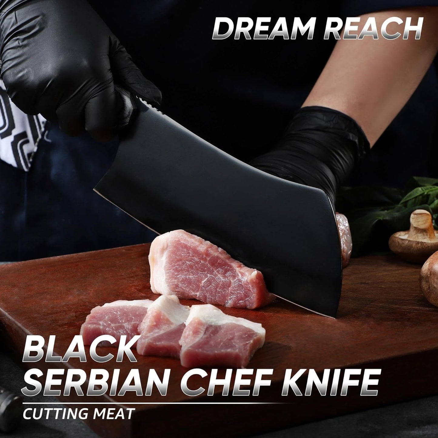Dream Reach Kiritsuke Chef Knife - High Carbon Steel Sharp Kitchen Knife with Full Tang Handle, Hand Forged Black Cooking Knives for Birthday Mother Father Gift
