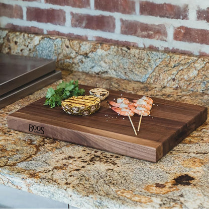 John Boos R-Board Series Rectangular Wooden Maple Cutting Board 20”x15” – 1.5” Thick, 12-lb Reversible Butcher Block with Edge-Grain & Finger Grips – Made in the USA