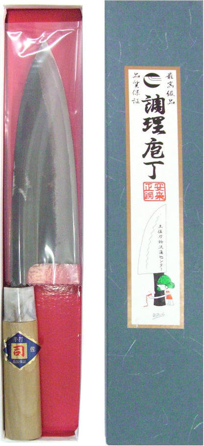 Tosa Knife, Black Uchi, Deba Knife, White Steel, No. 1, 7.1 inches (180 mm), Black, Beige