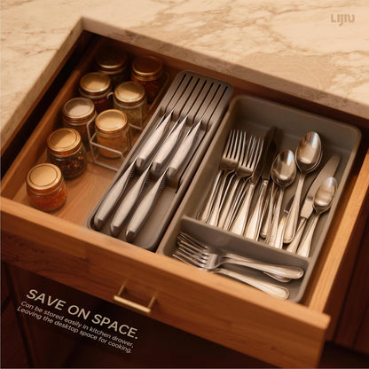Kitchen Knife Set 7 Pcs & Horizontally Knives Case, Crafted from High Carbon 5Cr15Mov Stainless Steel and Food-Grade Polypropylene. (7)