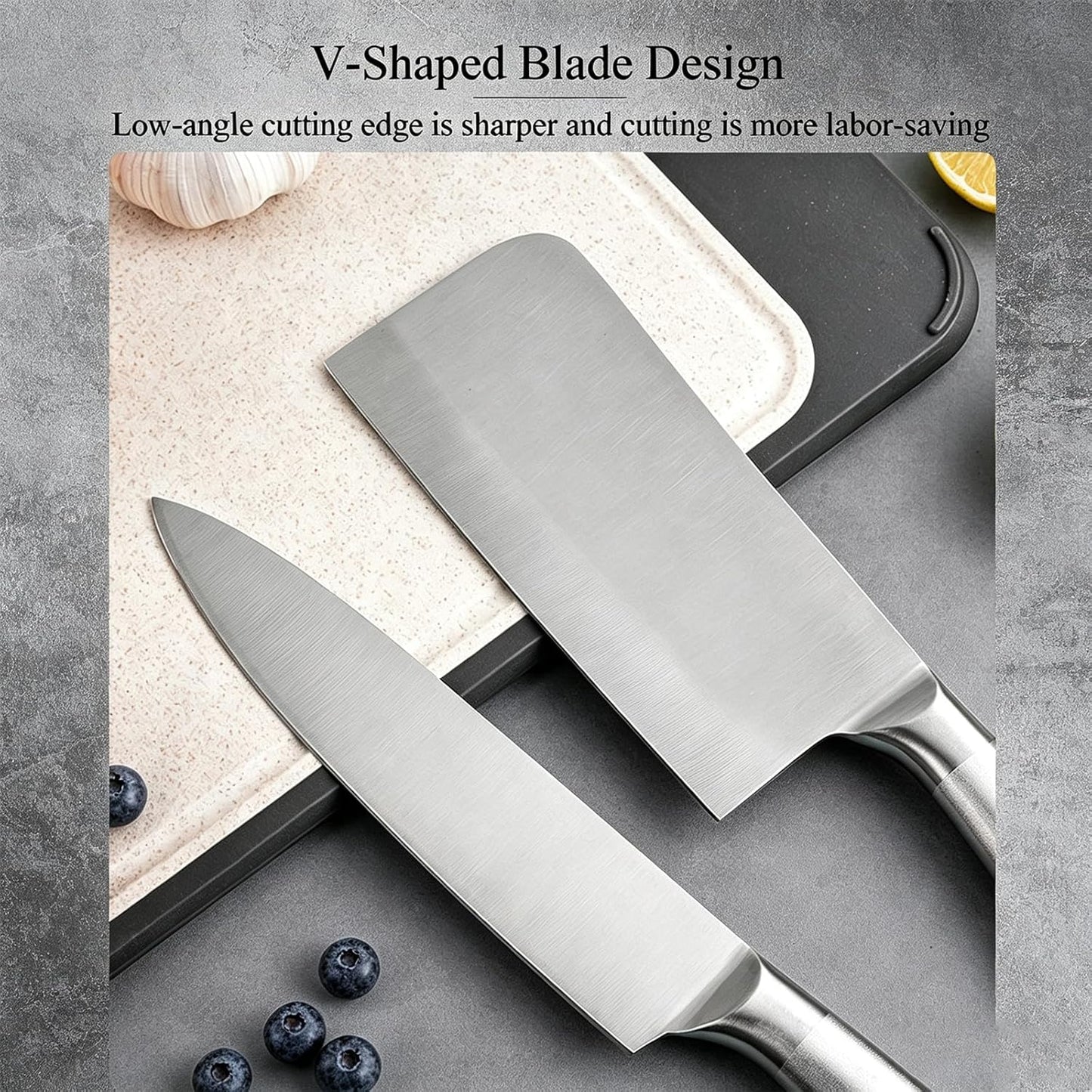 Elegant Purple 9-Piece Kitchen Knife Set with Acrylic Block,Non Stick Sharp Stainless Steel Chef Knives with Sharpener,Gift Ready Cutlery Set for Women