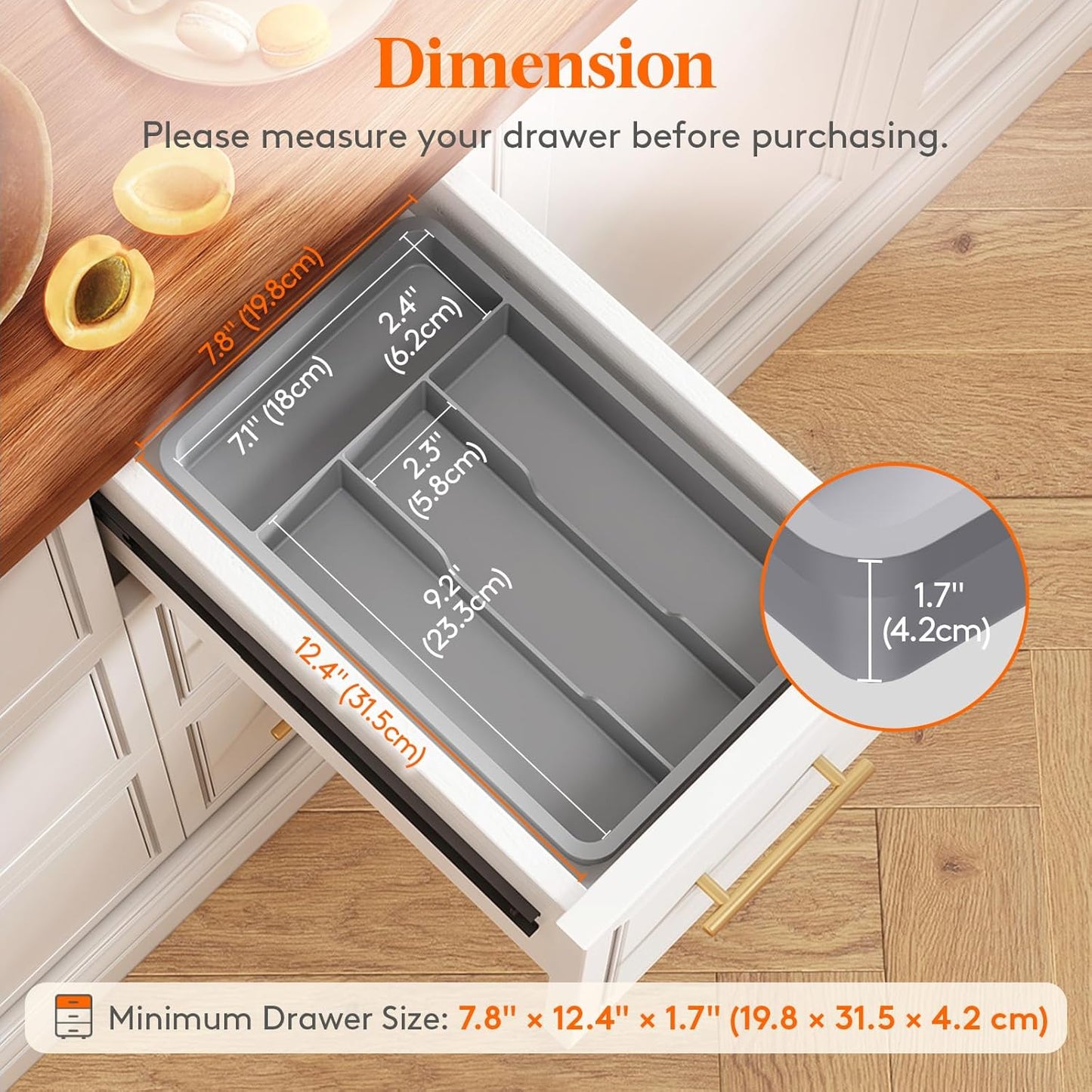 Lifewit Silverware Drawer Organizer Tray, Plastic Cutlery Storage for Kitchen, Flatware and Utensil Holder Divider for Spoons Forks Knives Tableware, 9.1 x 12.6", 5 Slots, Black