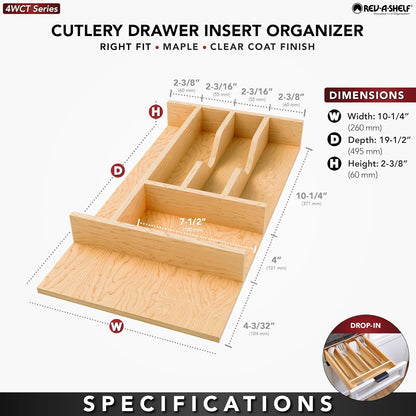Rev-A-Shelf Natural Maple Right Size Utensil Insert Home Storage Kitchen Organizer 7 Compartment Drawer Accessory, 19 1/4" x 19 1/2", 4WCT-24SH-1