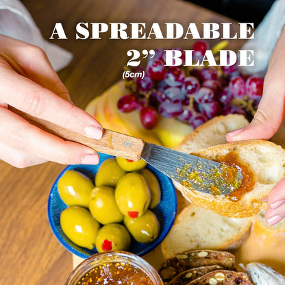 OPINEL Essential No.117 Spreading + Butter Knife, Painted Hornbeam Wood Handles, Made in France (Natural)