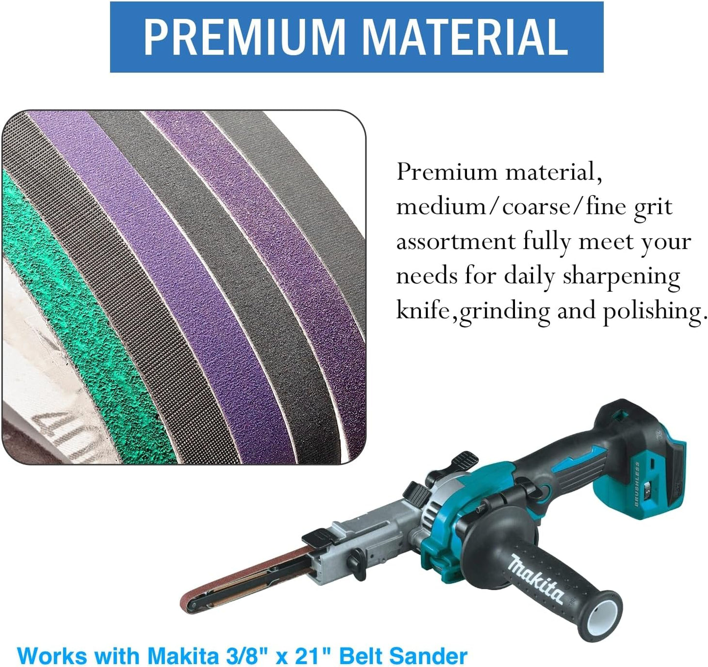 1 x 18 Inch Sanding Belts,Knife Sharpening Belt Kit Fits Work Sharp Blade Grinder Attachment of Ken Onion Edition Knife & Tool Sharpener,2 PCS Each of 120, 240, 400, 600,1000 2500 Grits,12-Pack