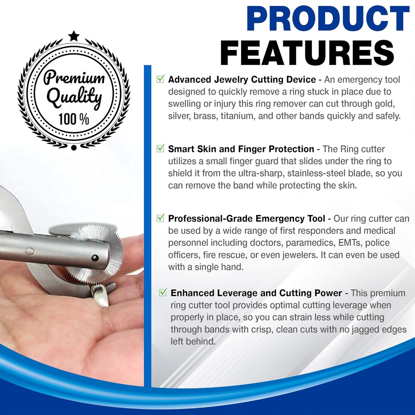 HEARTWELL Ring Cutter Tool and Band Remover, Stainless Steel Metal Cutting Blade and Finger Guard Protection, Emergency, Police, EMT, Fire Rescue, and Jeweler Device