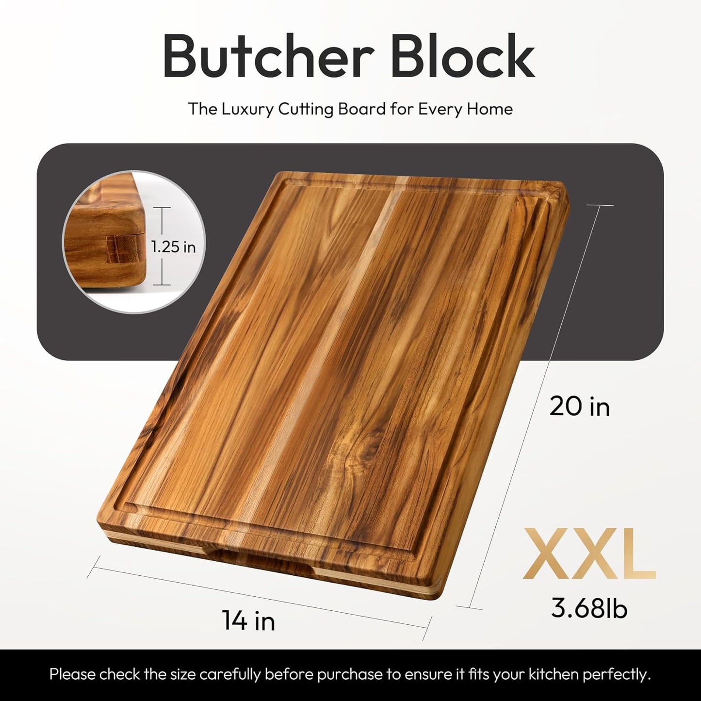 Bellsal 3 Pack Teak Wood Cutting Board Set for Kitchen Charcuterie Board Serving Heavy Duty Non Toxic Slip Over Sink Solid Thick Haus Wooden Chopping Board Large Big Small Meat Kitchen Essential Gift