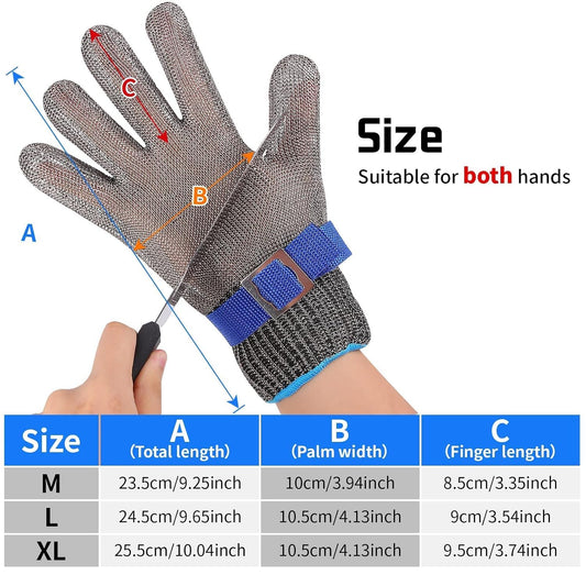 Herda Level 9 Cut Proof Gloves Chainmail Gloves Kitchen Glove for Fish Meat Cutting Wood Carving Whittling Oyster Shucking Safety Butcher Work (XL)