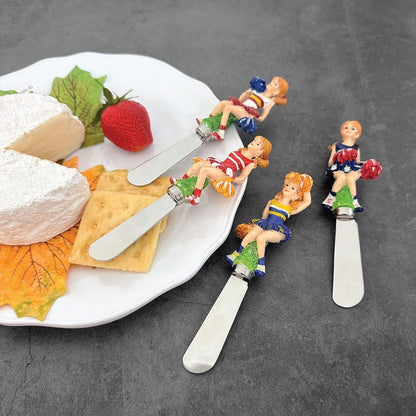 Supreme Housewares Tennis Ball Cheese Spreaders, Hand-Painted Resin Handles with Stainless Steel Blades for Spreading Cream Cheese, Butter, Jam, or Sandwich, Set of 4