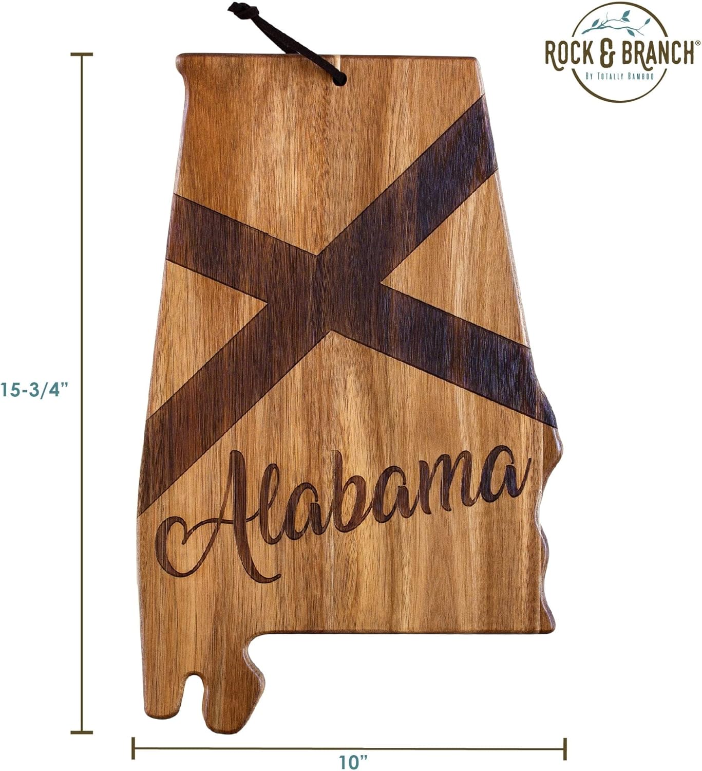 Totally Bamboo Rock & Branch Origins Series New York State Shaped Cutting Board and Charcuterie Serving Tray, Includes Hang Tie for Wall Display