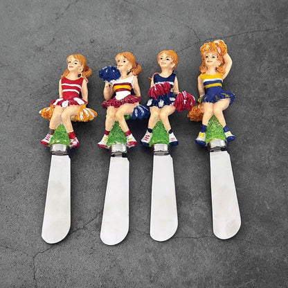 Supreme Housewares Tennis Ball Cheese Spreaders, Hand-Painted Resin Handles with Stainless Steel Blades for Spreading Cream Cheese, Butter, Jam, or Sandwich, Set of 4