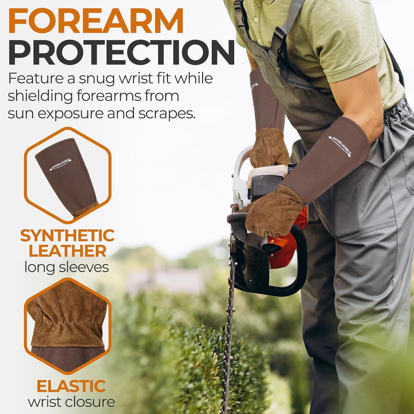 HANDLANDY Rose Pruning Gloves for Men & Women, Long Thorn Proof Gardening Gloves, Breathable Pigskin Leather Gauntlet, Best Garden Gifts & Tools for Gardener