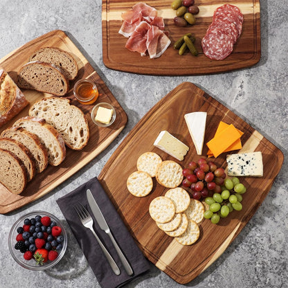 Kigley 10 Pcs Acacia Wood Cutting Boards Bulk for Laser Engraving Wooden Dinner Plates with Groove Chopping Charcuterie Board Carving Tray for Holiday Housewarming Party Gifts (8 x 10 Inch)