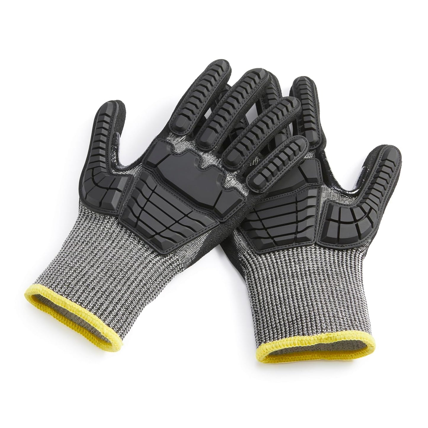 Amazon Basics Cut Level A2, Abrasion ANSI Level A4, Impact Protection Work Gloves, Touchscreen Compatible, 15G Sandy Nitrile Palm, Cut-Resistant, Pack of 100 Pairs, Black, Size XX-Small