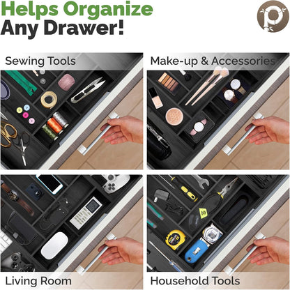 Pristine Bamboo Silverware Organizer - Small Extra-Deep Wooden Kitchen Drawer Organizer Divider for Spoons, Forks, Knives & Cutleries - 5 Slots
