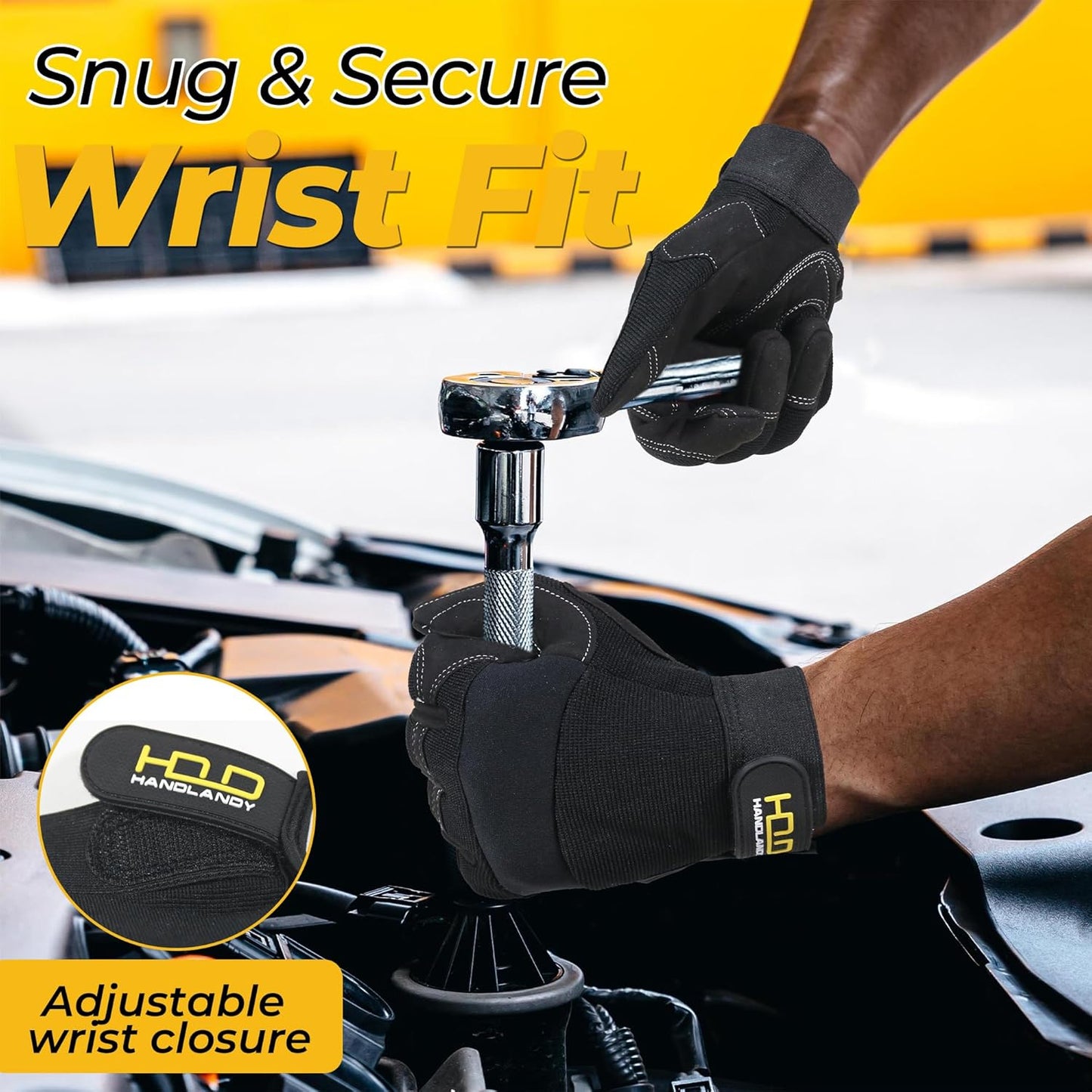 HANDLANDY Work Gloves for Men & Women, Utility Mechanic Working Gloves Touch Screen, Flexible Gardening Gloves for Yard