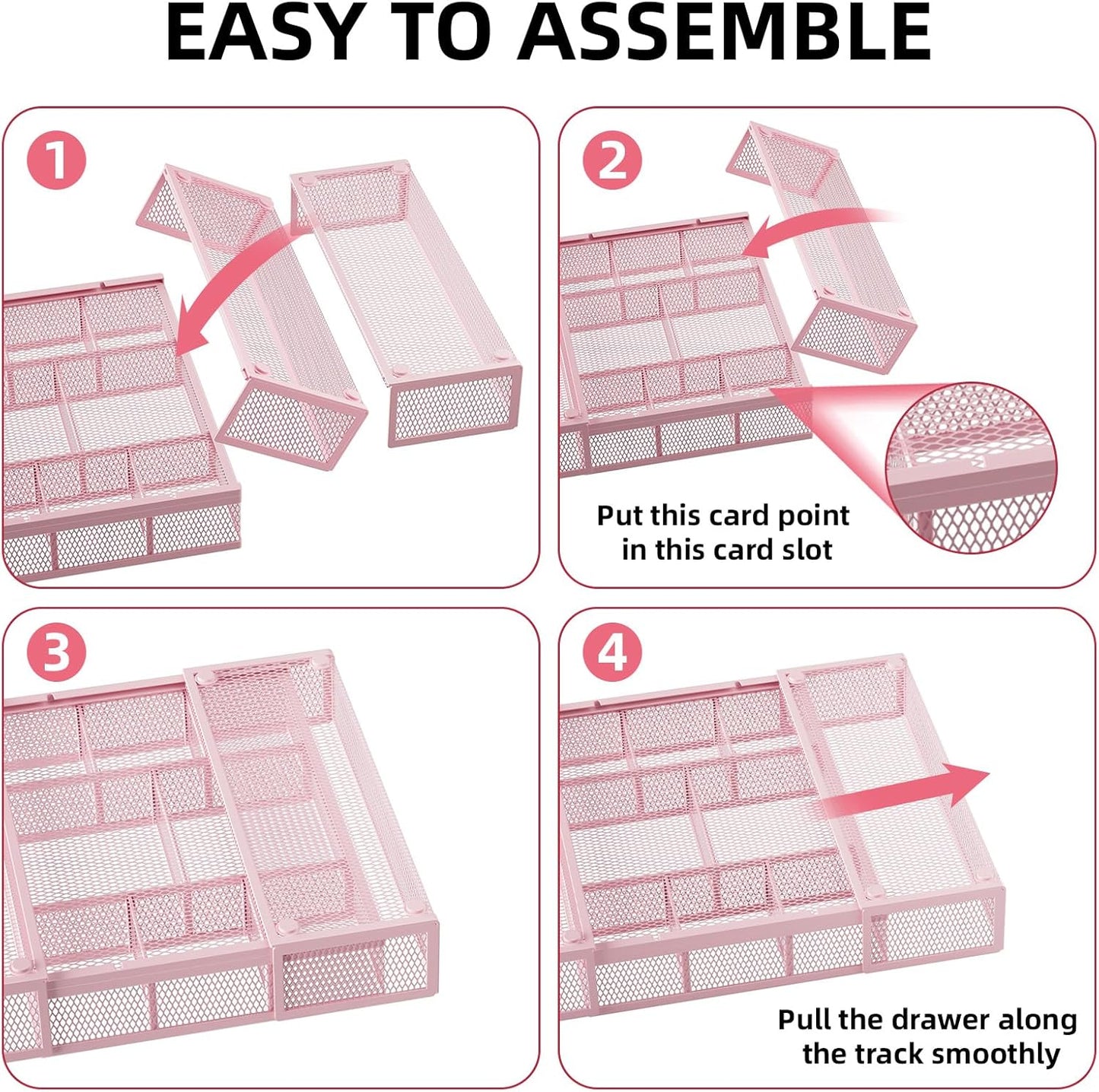 Marbrasse Expandable Desk Drawer Organizer, Mesh Drawer Organizer Tray with 10 Adjustable Compartments, Desk Organizers and Accessories for Office Supplies, Makeup & Vanity (Expandable White-2 pack)