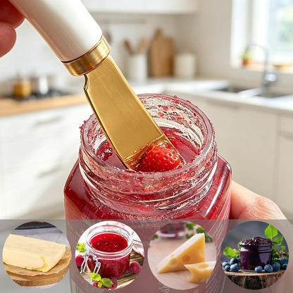 6PCS Gold Butter Spreader Knives, Stainless Steel Butter Knife with Porcelain Handle, Kitchen Tool for Cheese, Jam