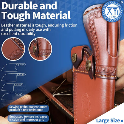 XYJ Leather Sheath for Butcher Knife, Wide Blade Kitchen Knives, Practical Soft Leather Knife Sheaths, Belt Loop, Portable Carrying Out, Blade Protector Case, Knife Sleeve