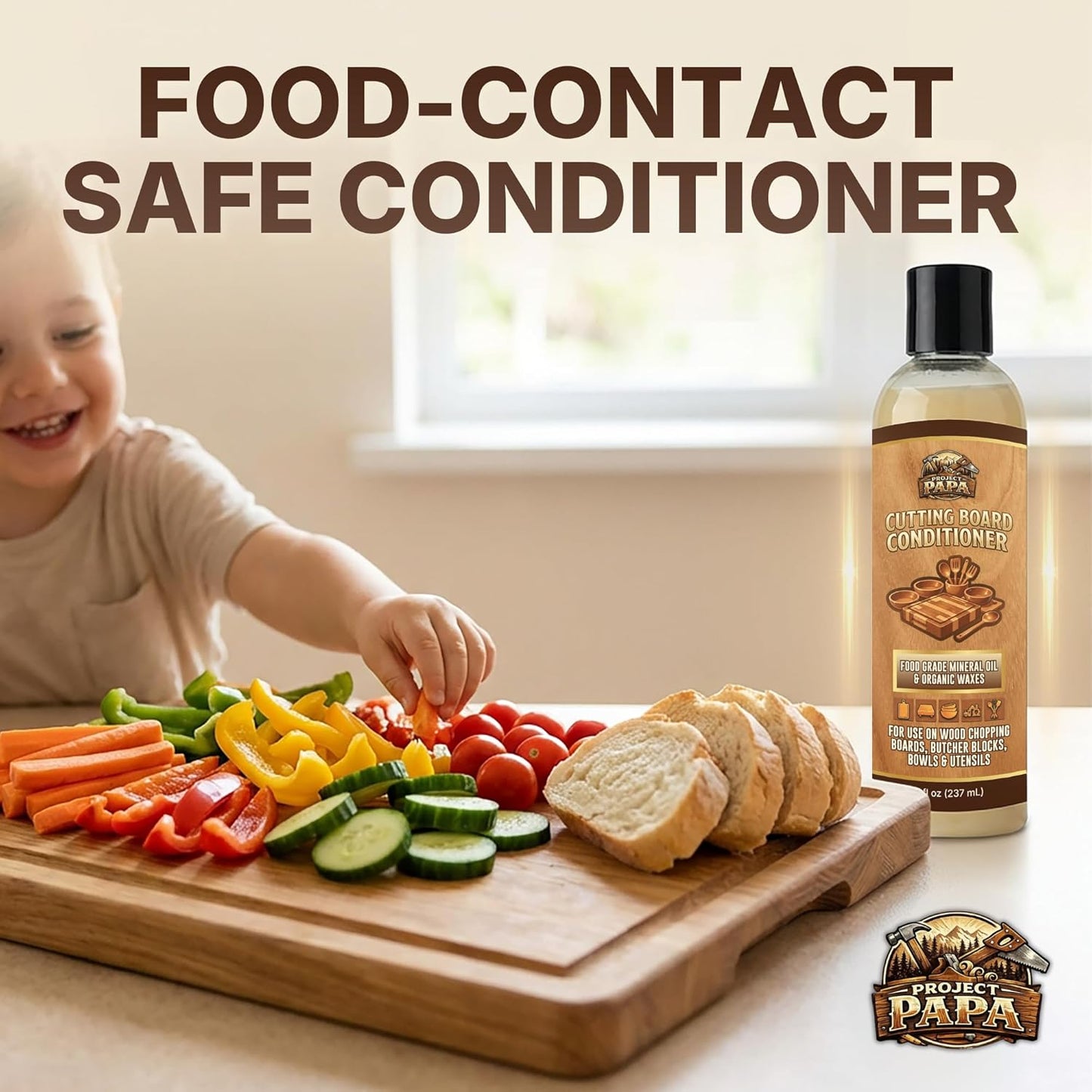 Butcher Block Conditioner 16 fl oz - Food Grade Mineral Oil and Beeswax Wood Cutting Board Conditioner for Butcher Blocks, Bowls & Utensils - Food Safe Natural Formula - Made in the USA