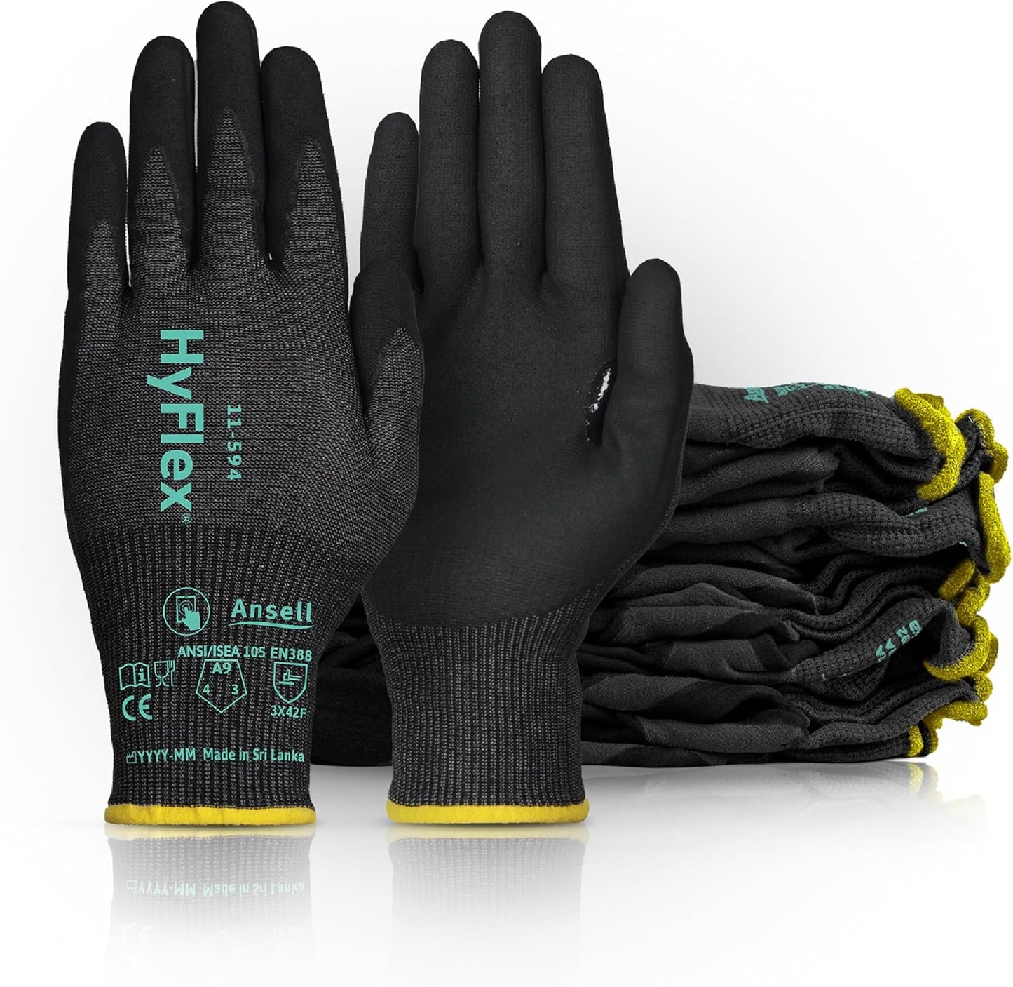 Ansell HyFlex Cut Resistant Touchscreen Work Gloves with Aerofit Precision Comfort Technology