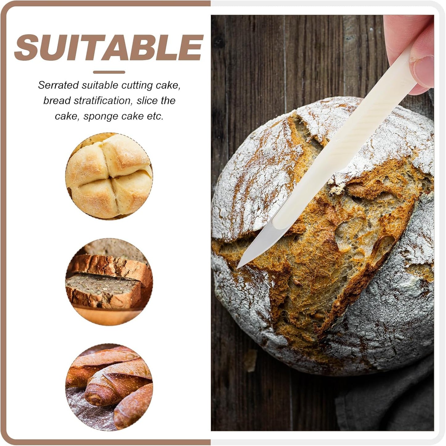 Luxshiny Bread Cutter 6.10In Serrated Baking Cutter with Curved Design and Handle Bread Cutting Tool for Home Kitchen Bakery Cake and Sandwich Slicing