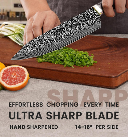 Knife Set, 15 Pieces Kitchen Knife Set with Built in Sharpener, High Carbon German Stainless Steel Knife Block Set, Dishwasher Safe, Mothers Day Gifts
