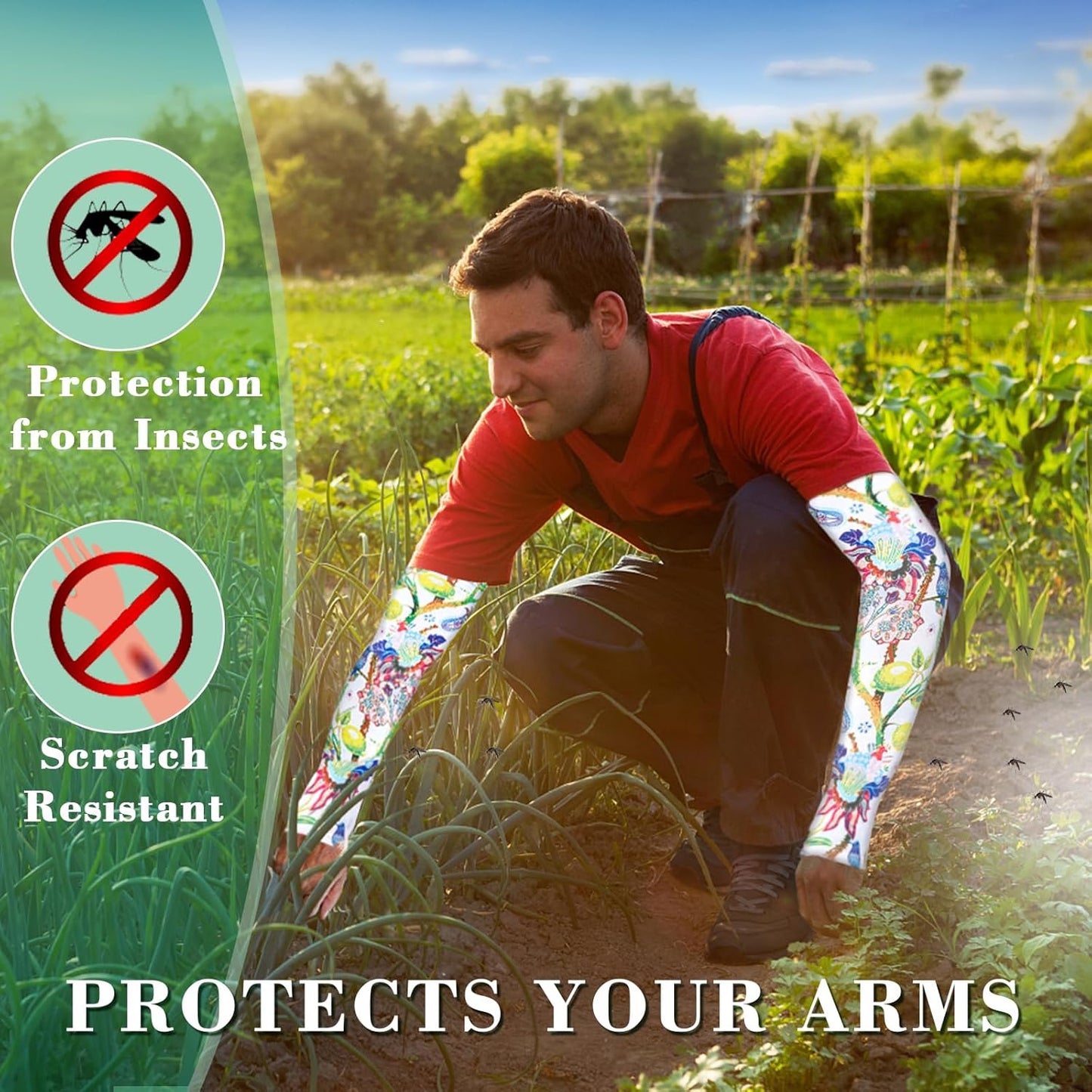 4 Pairs Gardening Sleeves Anti-Slip Arm Protection with Thumb Hole Sun Sleeve Cooling Arm Sleeves for Women Men Outdoor