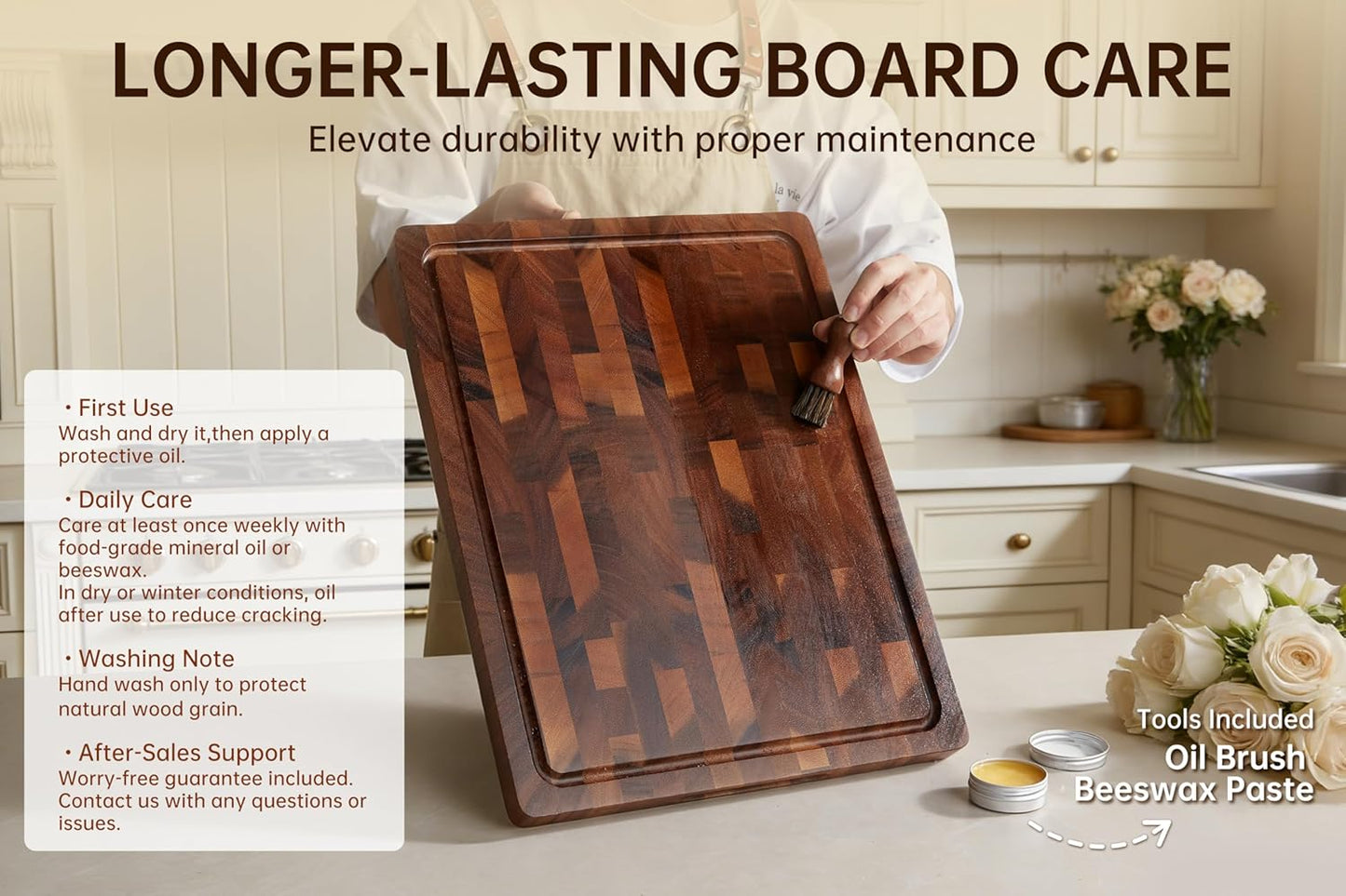Walnut Cutting Boards for Kitchen, End Grain Wooden Cutting Board Double Sided, Thick Chopping Board with Handle, Large Charcuterie Butcher Block Meal Prep & Serving with Gift Box, 17"×13"×1"