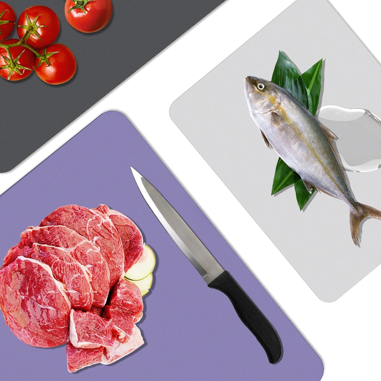 WK Flexible Plastic Cutting Boards Mats for Kitchen, Flexible Non Slip Cutting Mat, Thin Cutting Sheets, BPA Free, Dishwasher Safe, Multi Sizes