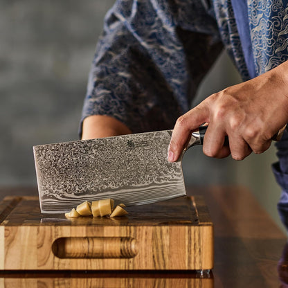 KYOKU Chef Knife - 8"- Shogun Series Japanese Style VG10 Steel Core Hammered Damascus Blade Kitchen Knife - with Sheath & Case