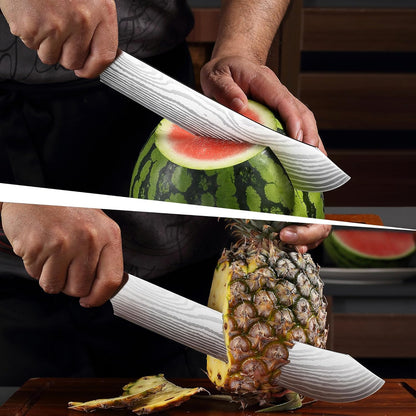 PAUDIN Carving Knife, 10 Inch Butcher Knife, Forged High Carbon German Stainless Steel, Razor Sharp Curved Brisket Slicing Kinfe for Poultry Beef Pork Meat Cutting, Ergonomic wood Handle Design