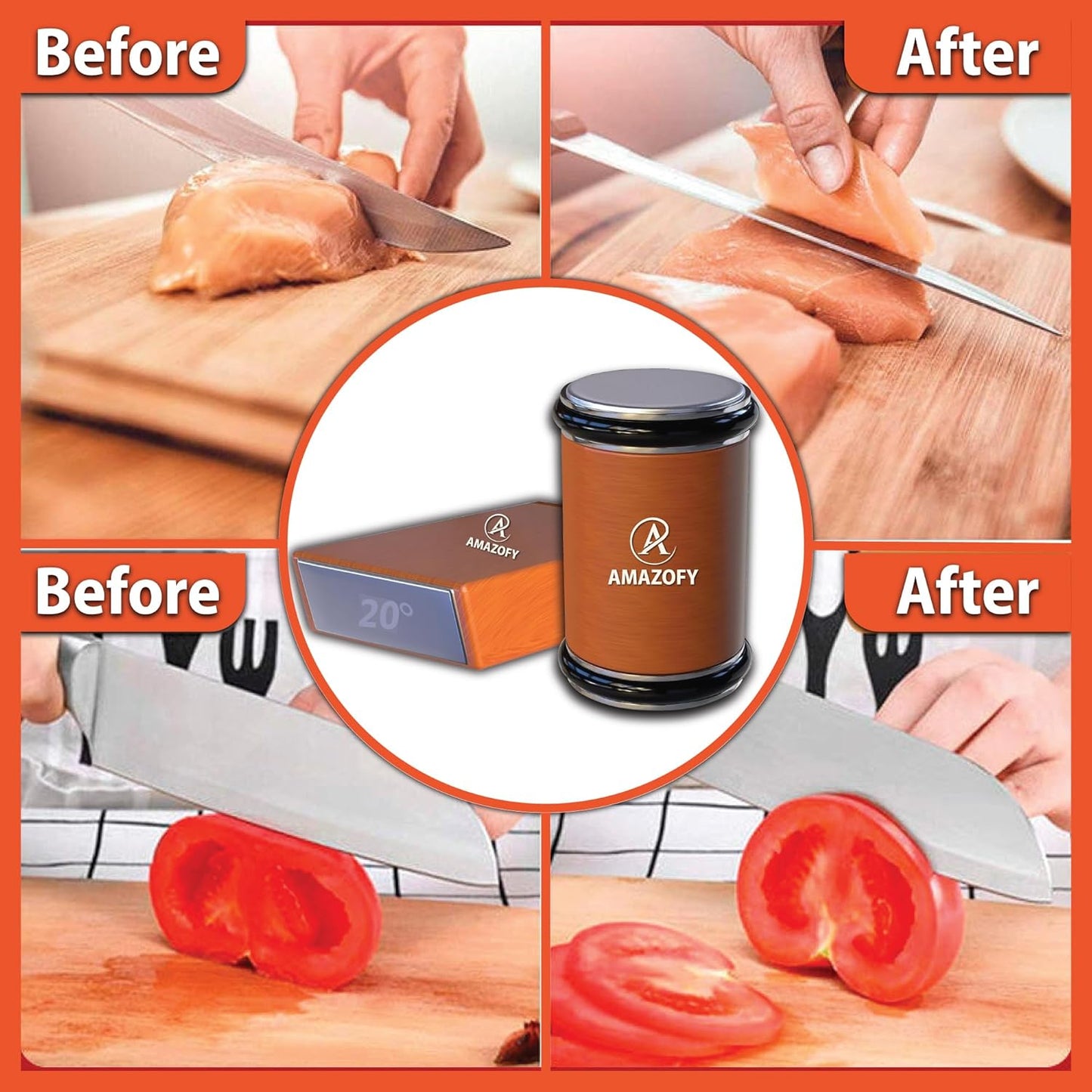 Knife Sharpener Tool, Rolling Knife Sharpener Kit, Knife Sharpening with Diamonds and Ceramic for Steel of Any Hardness, Kitchen Knife Sharpener with Adjustable 15 & 20° Magnetic Angle Base