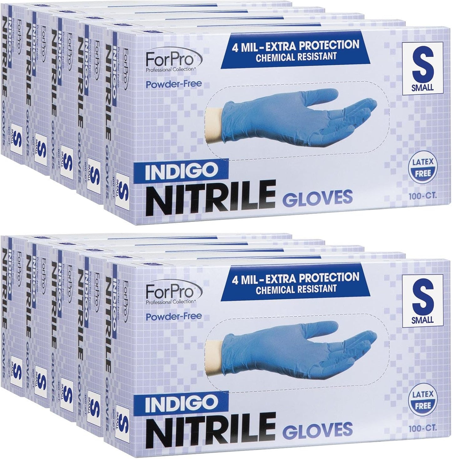ForPro Disposable Nitrile Gloves, Chemical Resistant, Powder-Free, Latex-Free, Non-Sterile, Food Safe, 4 Mil